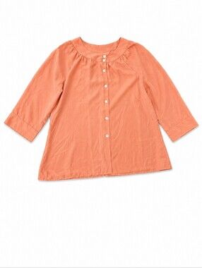 J. Jill 100% Silk Button Front Peach Blouse 3/4 Sleeves Capsule Wardrobe Size XL